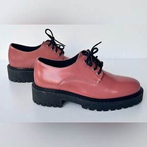 Anthropologie Maeve Oxford Lace Up Shoes Lug Sole NWOB Size 37 EU/6.5-7 US